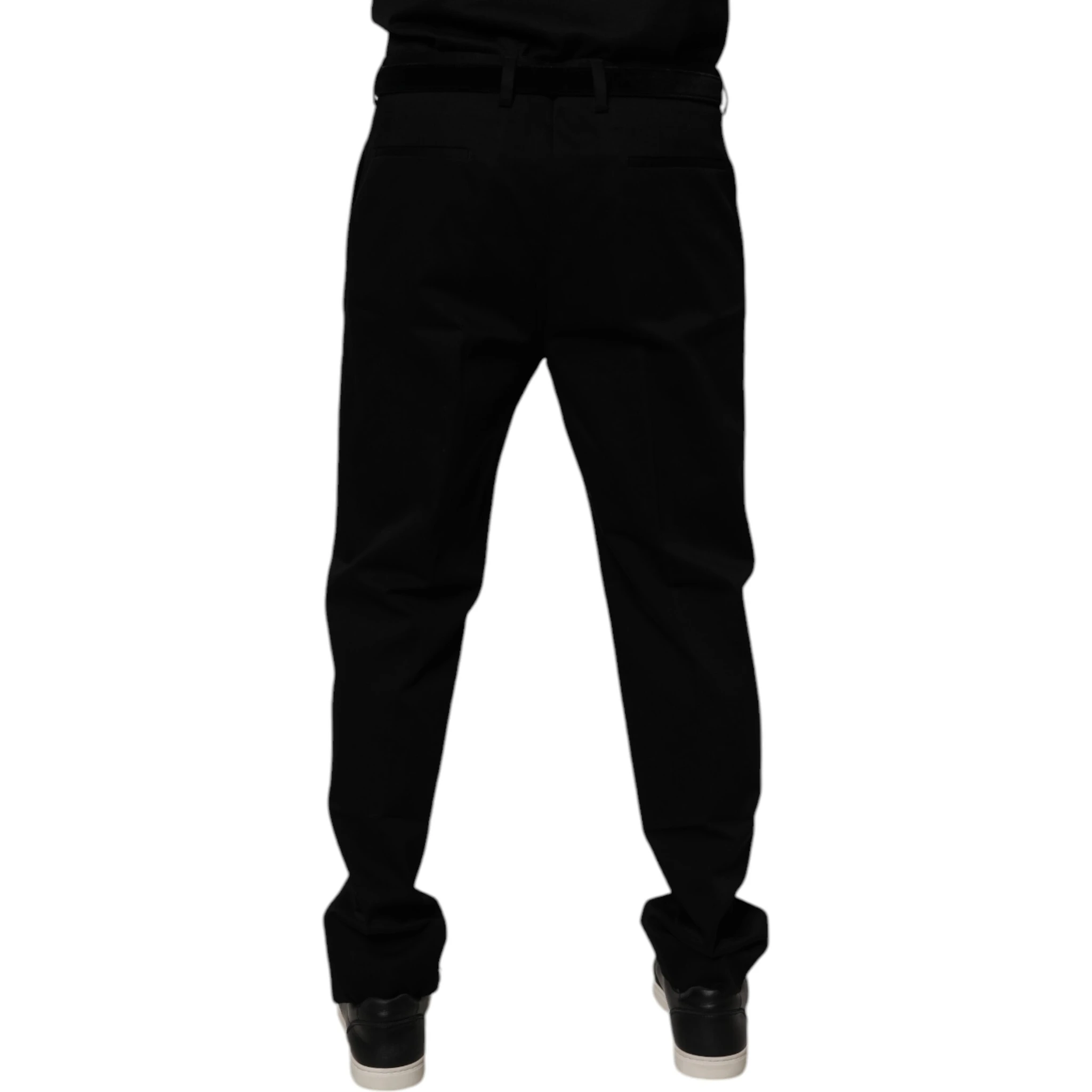 Black Cotton Men Skinny Dress Formal Pants