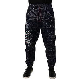 Dark Blue DG Game Print Cotton Jogger Pants