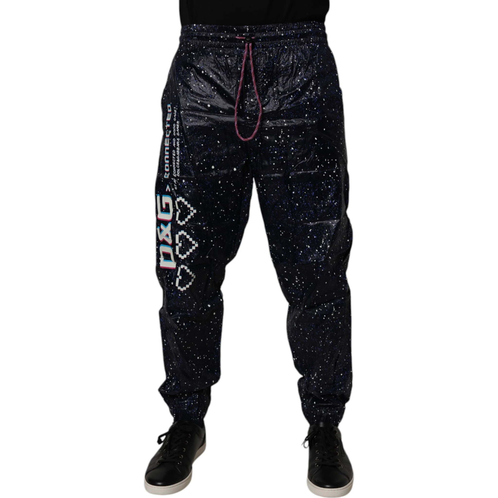Dark Blue DG Game Print Cotton Jogger Pants