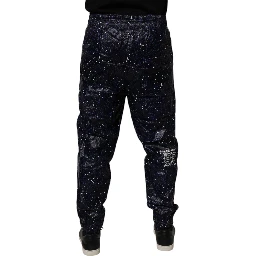 Dark Blue DG Game Print Cotton Jogger Pants