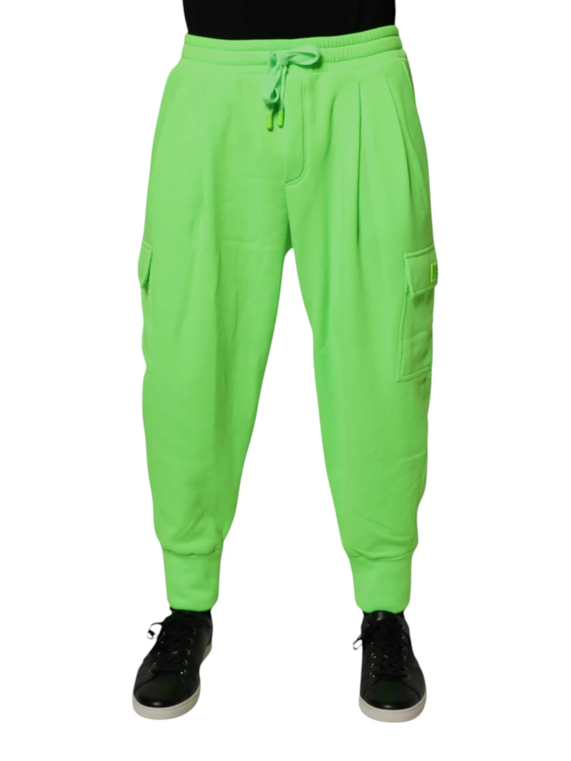 Neon Green Cargo Jogger Men Sweatpants Pants