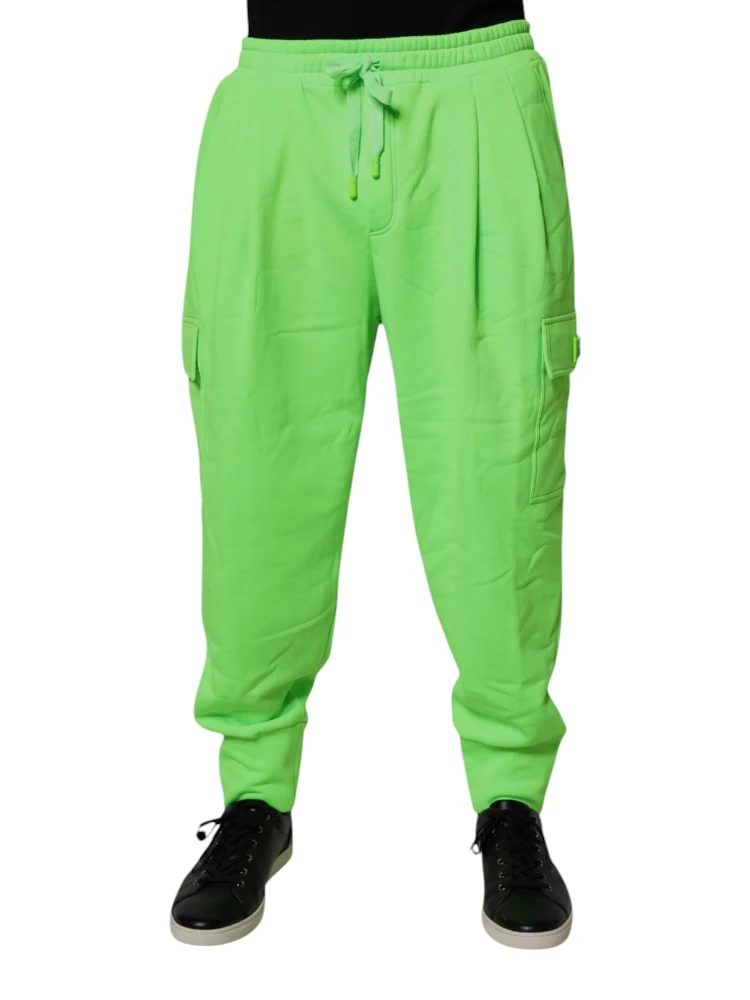 Neon Green Cargo Jogger Men Sweatpants Pants