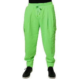 Neon Green Cargo Jogger Men Sweatpants Pants