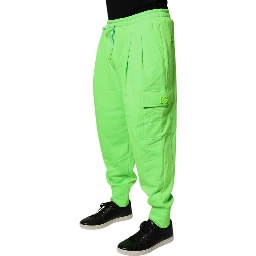 Neon Green Cargo Jogger Men Sweatpants Pants