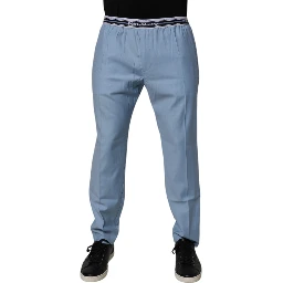 Blue Cotton Stretch Chino Pants