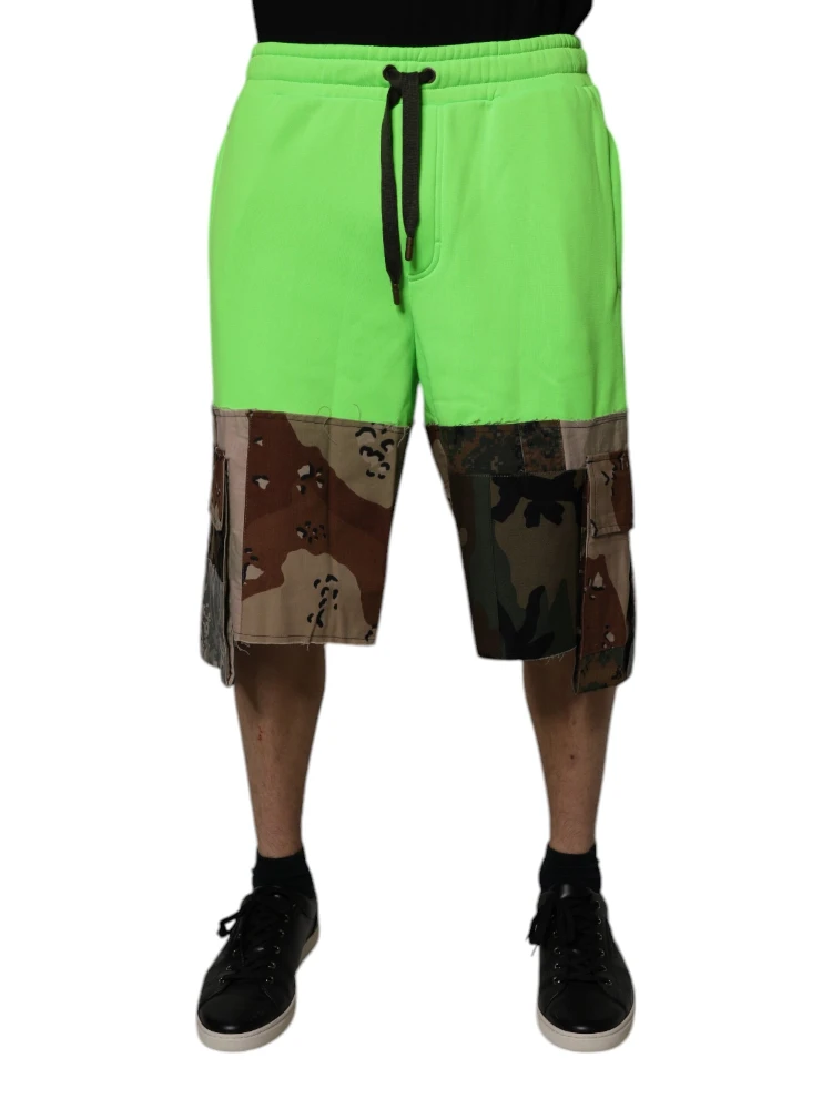 Green Patchwork Cargo Bermuda Shorts alternative