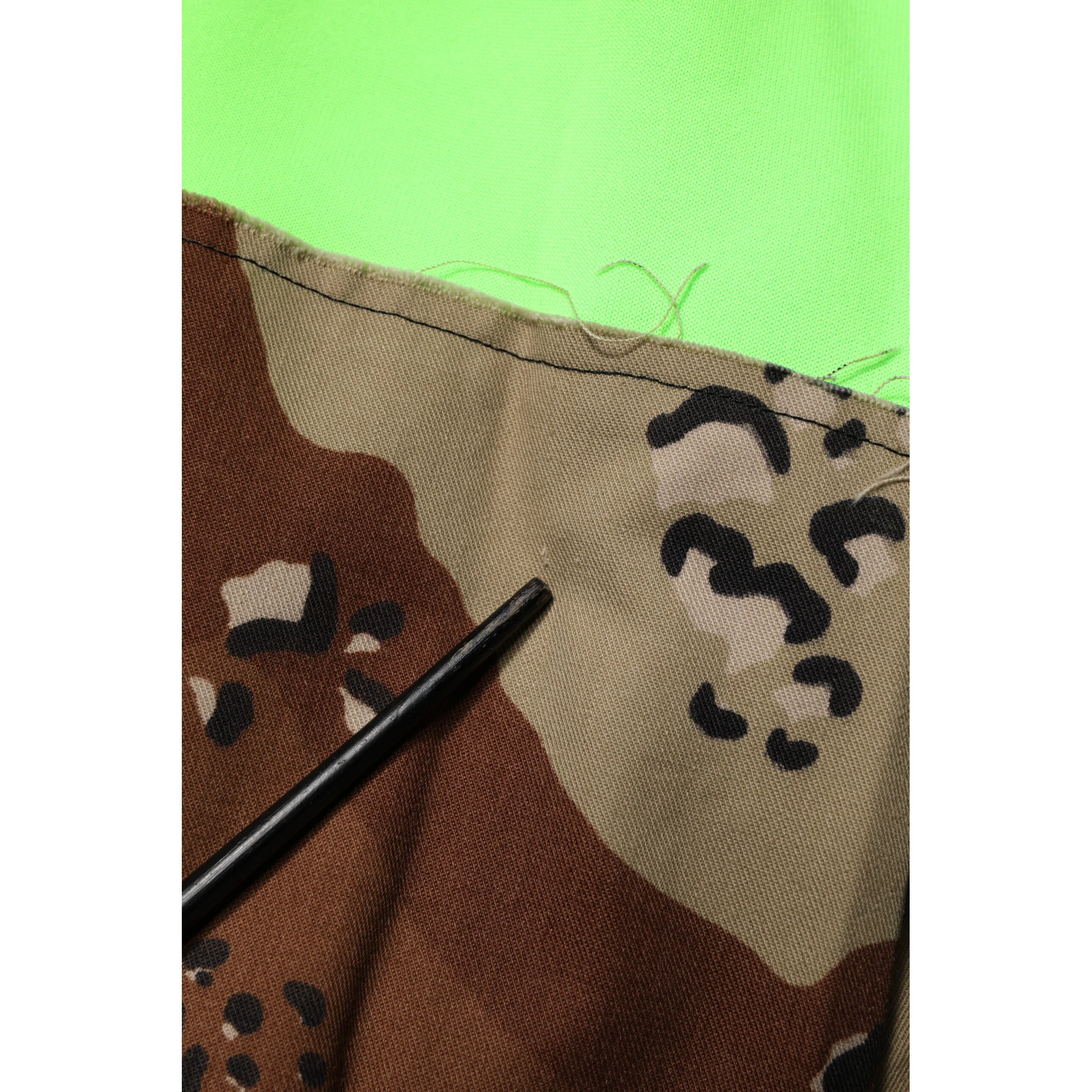 Green Patchwork Cargo Bermuda Shorts