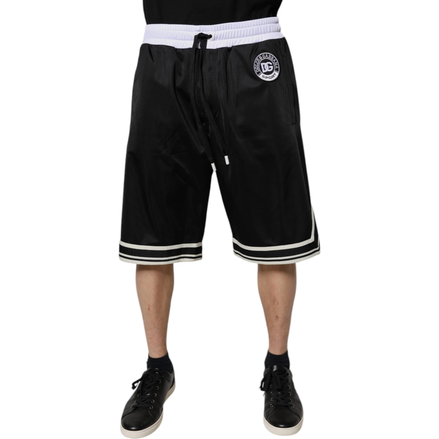 Black White Men Bermuda Sweatshorts Shorts