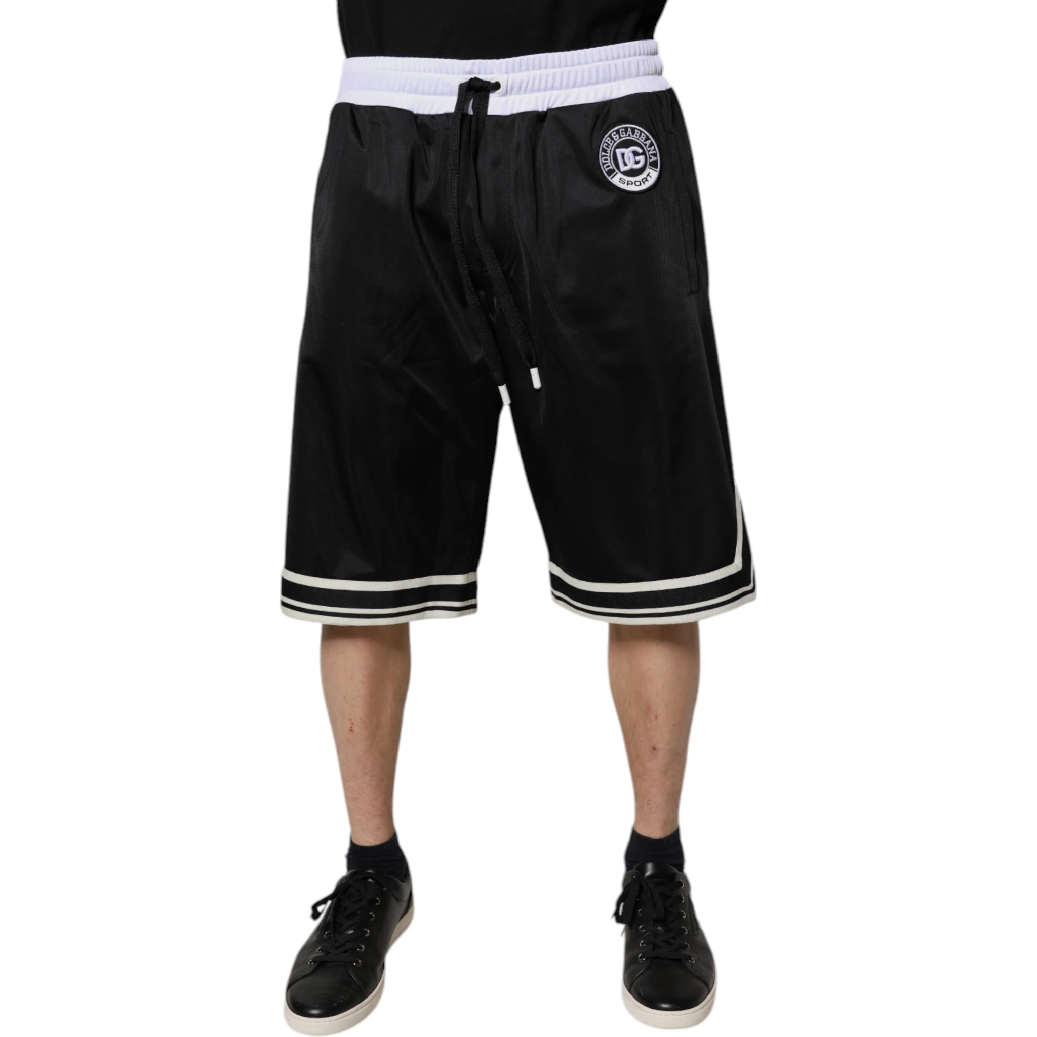 Black White Men Bermuda Sweatshorts Shorts