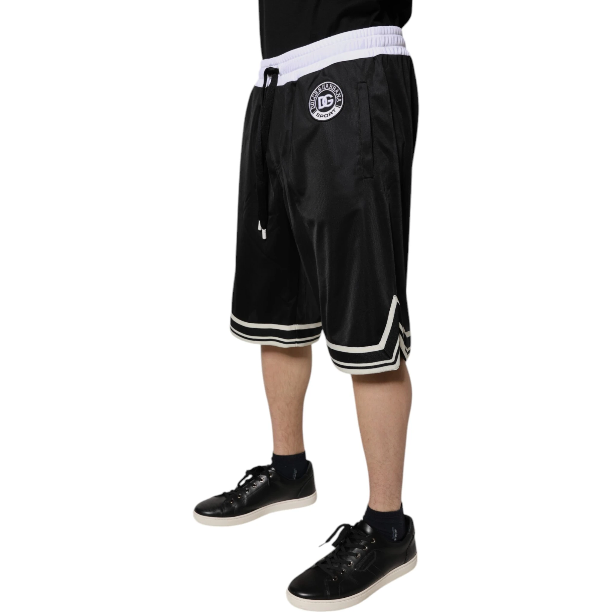Black White Men Bermuda Sweatshorts Shorts