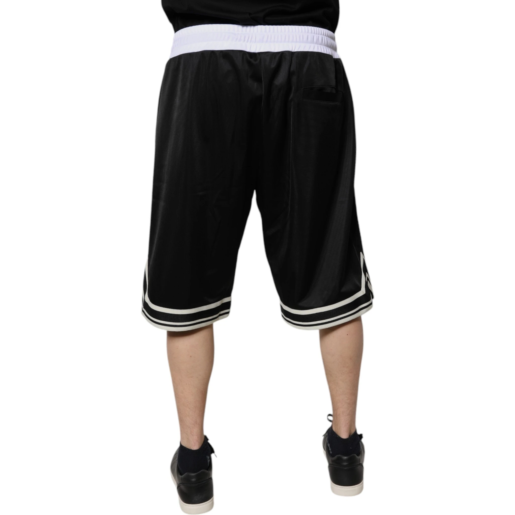 Black White Men Bermuda Sweatshorts Shorts