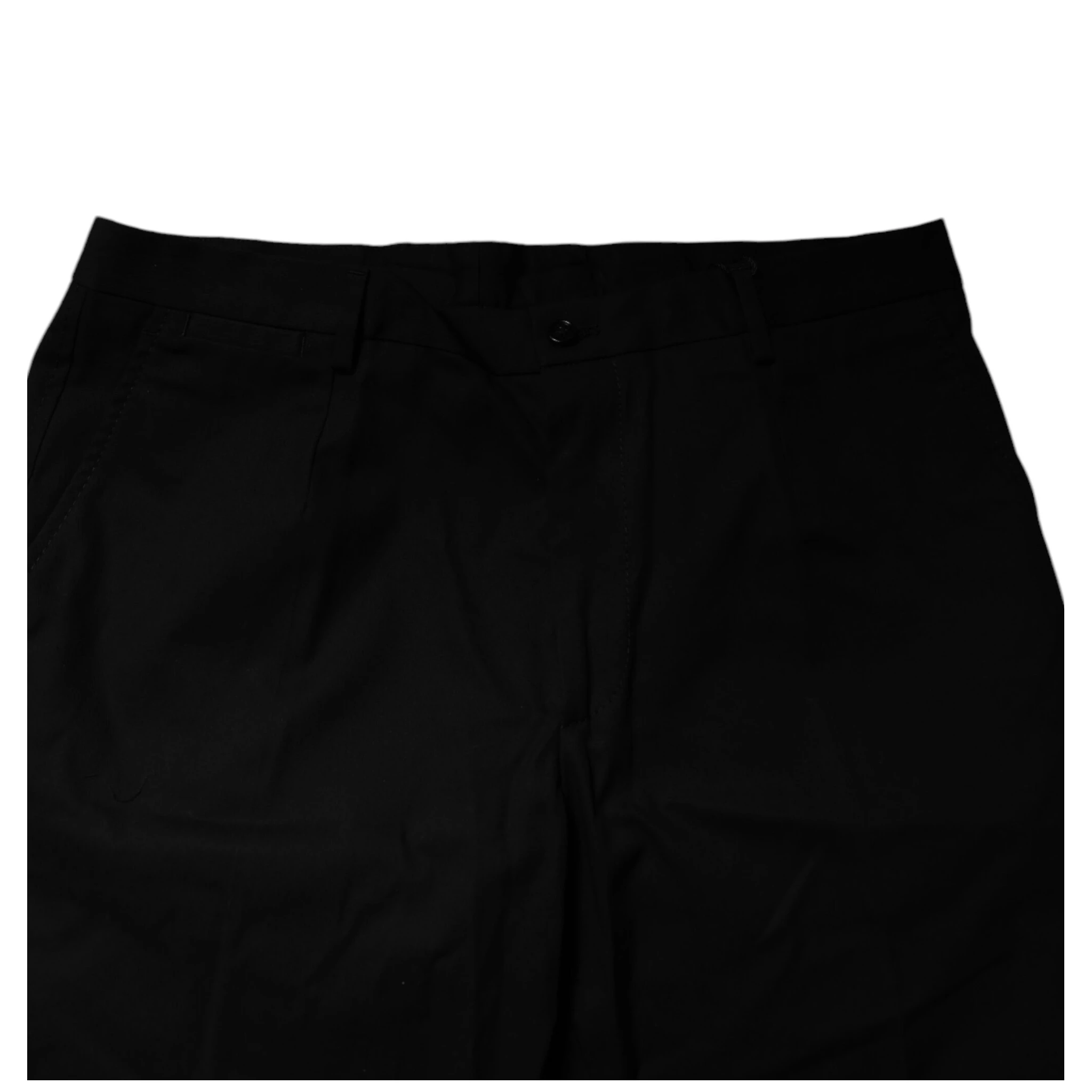 Black Cotton Stretch Mid Waist Bermuda Shorts