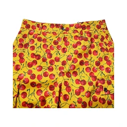Yellow Cherry Print Cotton Men Bermuda Shorts