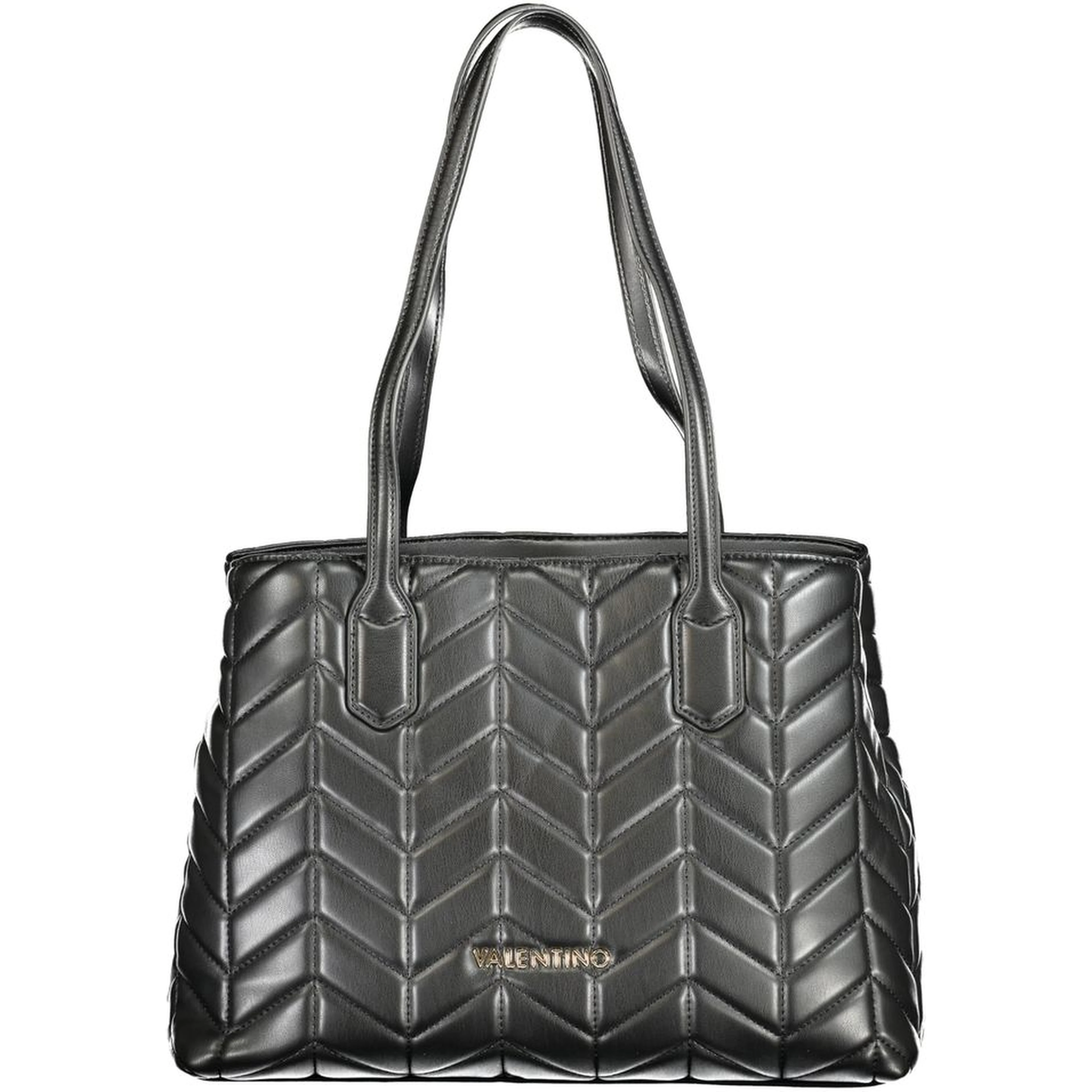 Petal Relove Recycle Quilted Chevron Nero Shopper Bag S In Bke