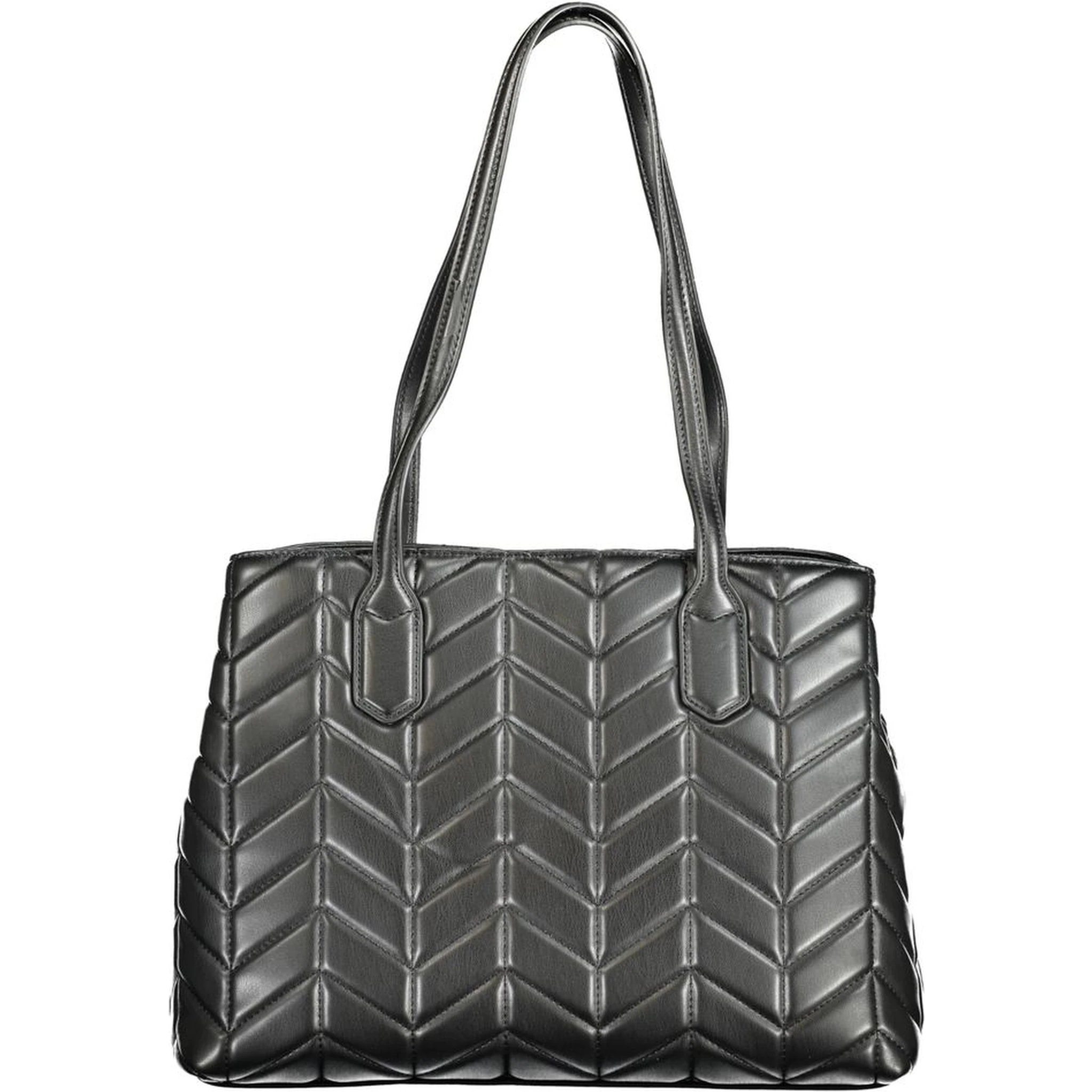 Petal Relove Recycle Quilted Chevron Nero Shopper Bag S In Bke