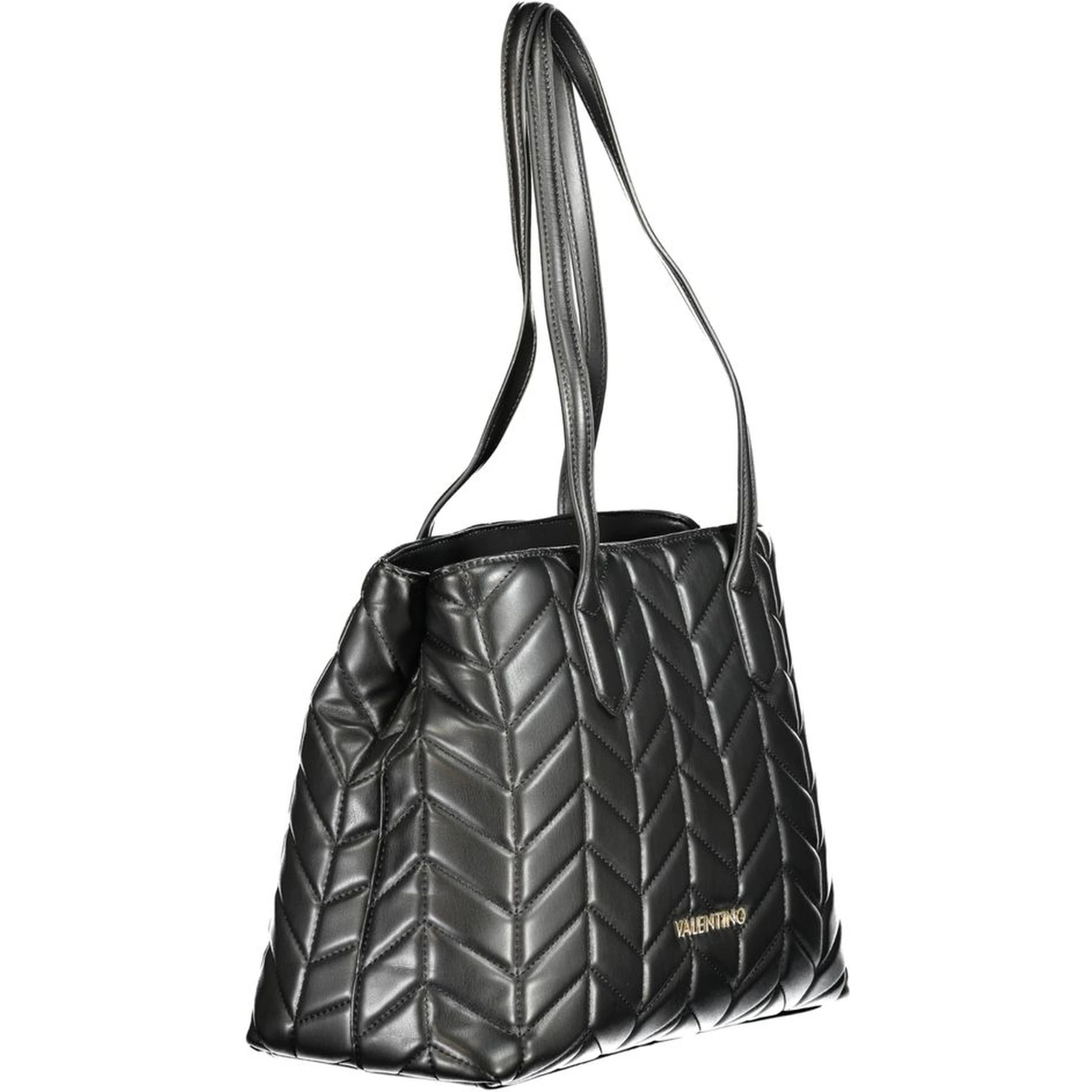 Petal Relove Recycle Quilted Chevron Nero Shopper Bag S In Bke