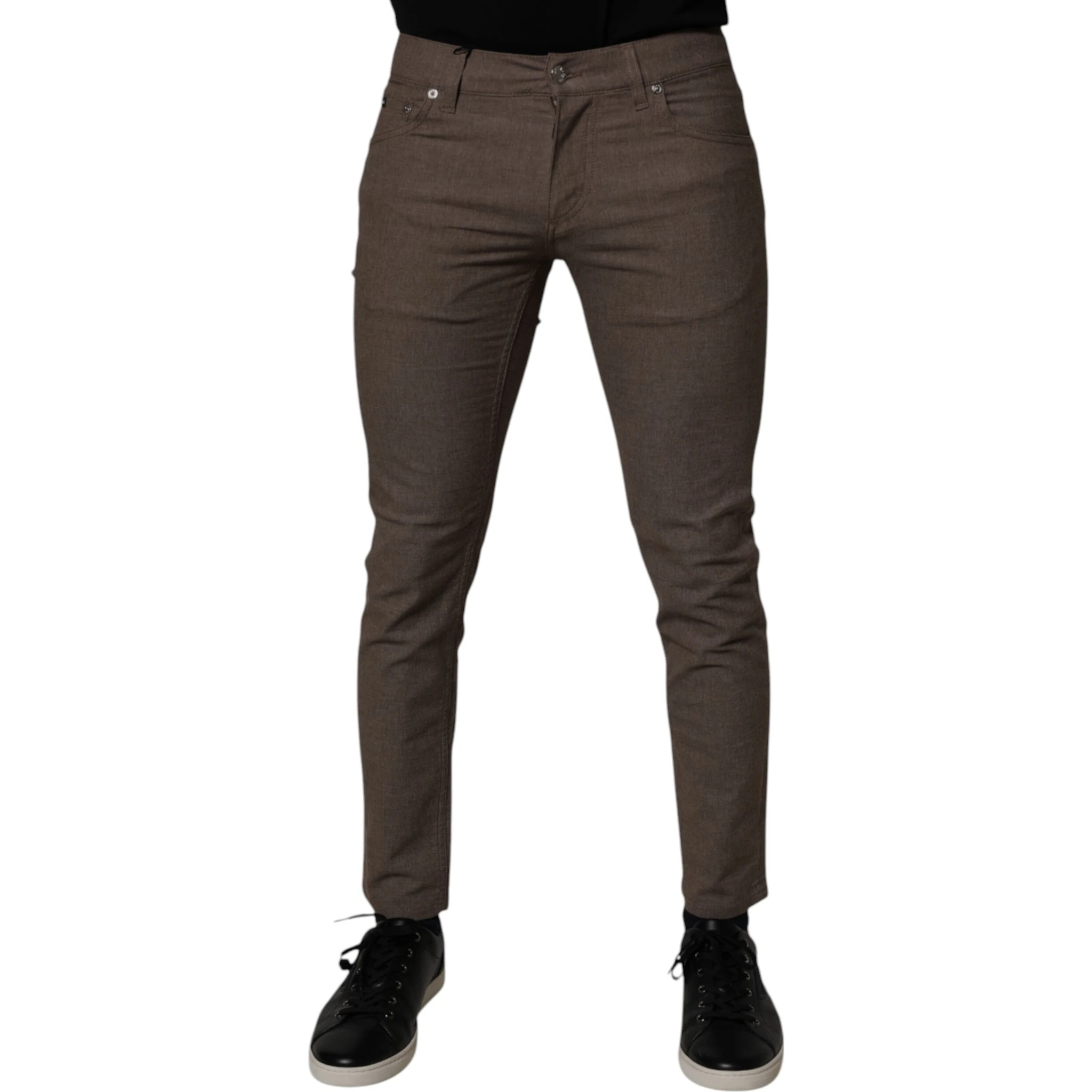 Brown Cotton Stretch Chino Pants