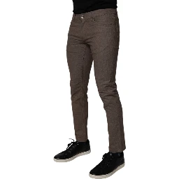 Brown Cotton Stretch Chino Pants