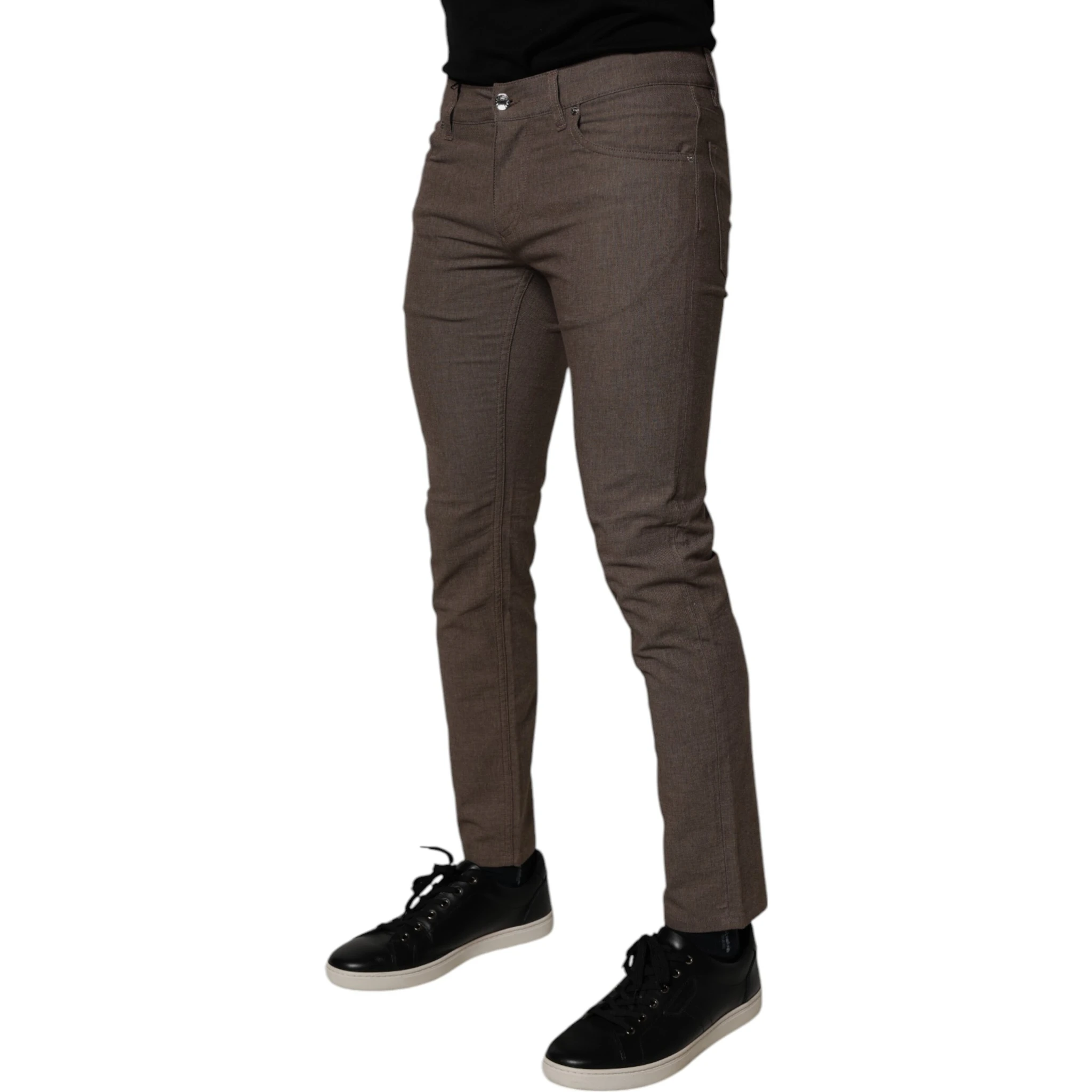 Brown Cotton Stretch Chino Pants