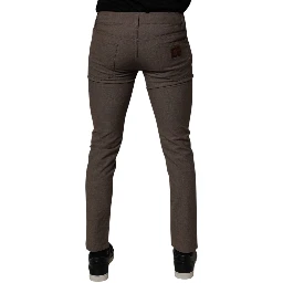 Brown Cotton Stretch Chino Pants