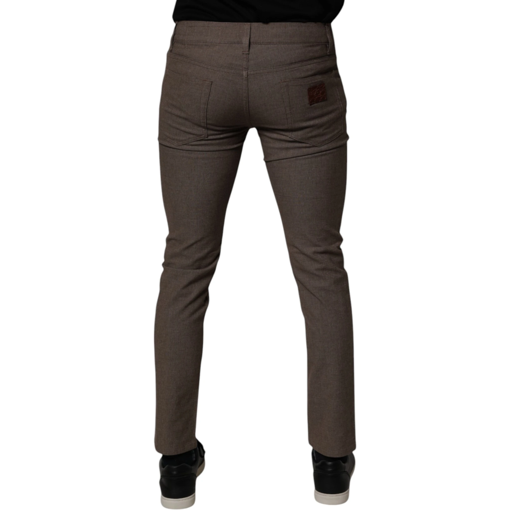 Brown Cotton Stretch Chino Pants