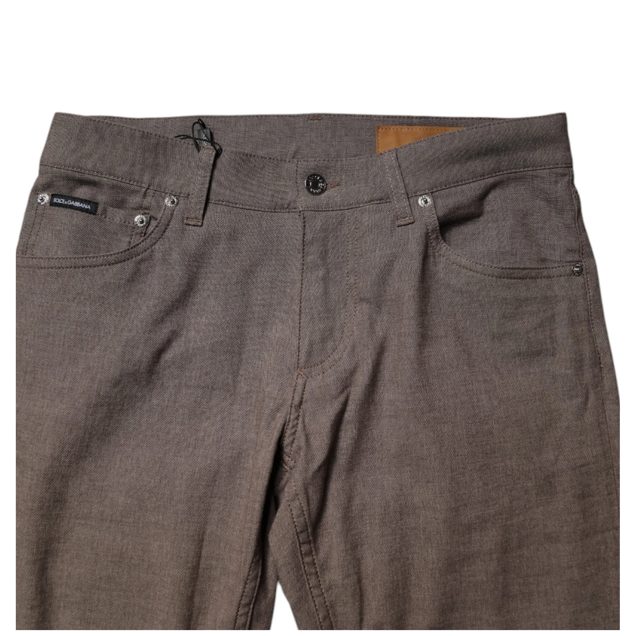 Brown Cotton Stretch Chino Pants