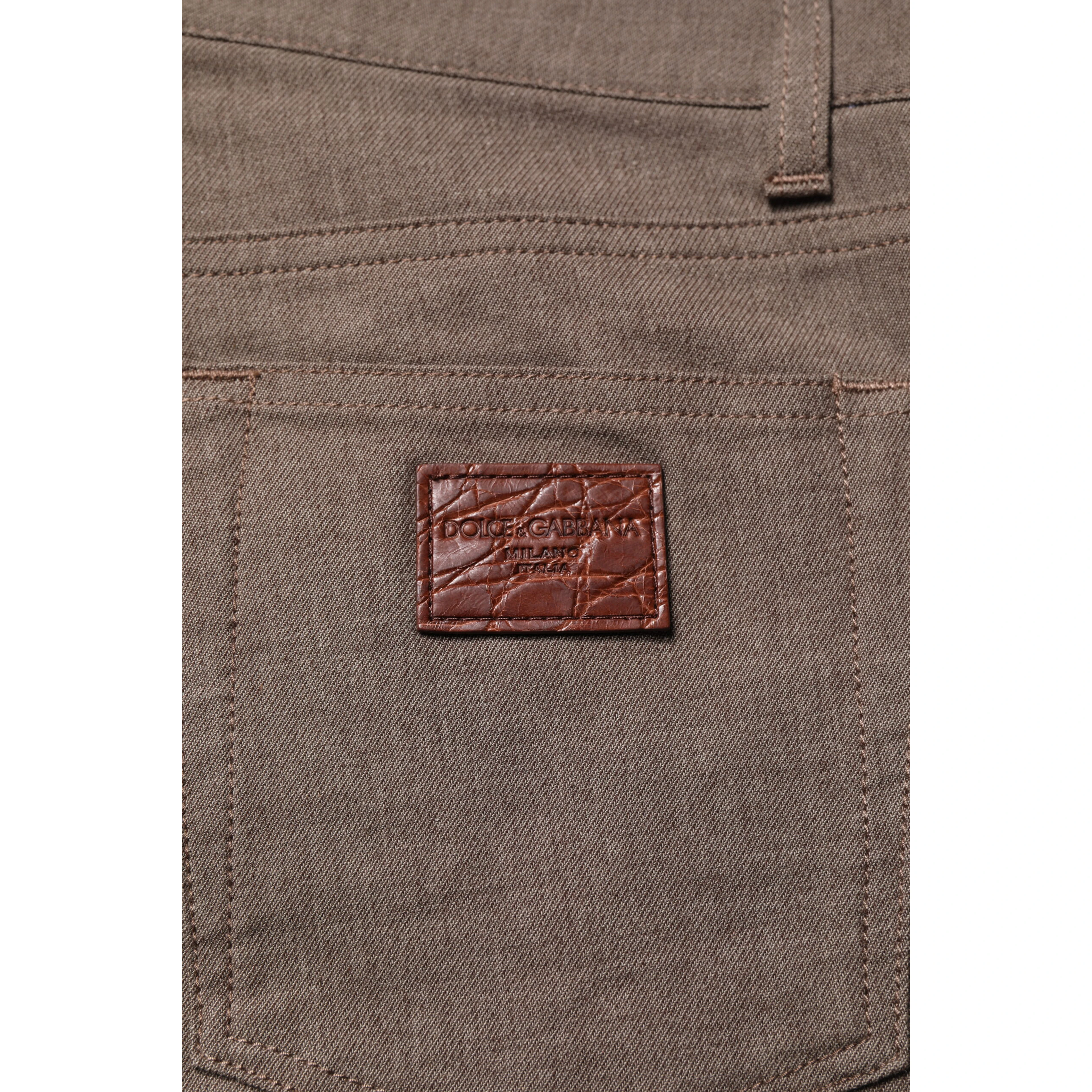 Brown Cotton Stretch Chino Pants