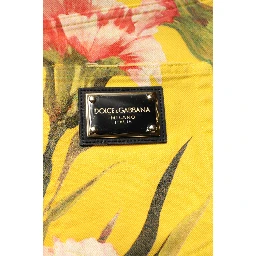 Yellow Floral Cargo Denim Men Bermuda Shorts