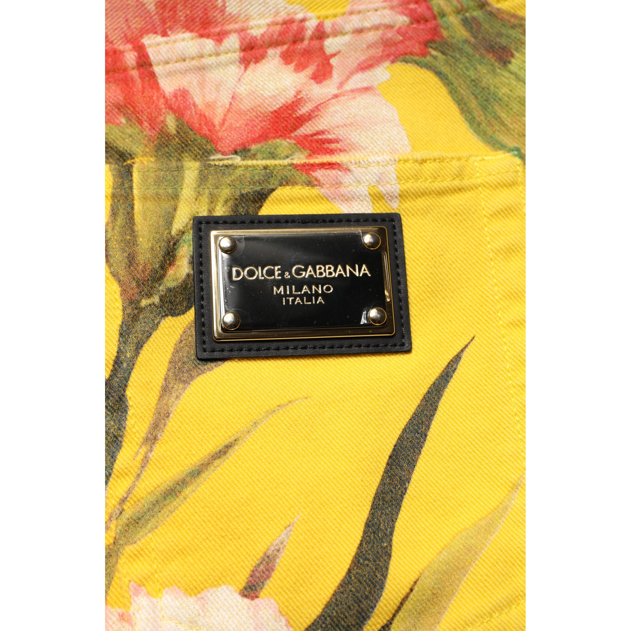 Yellow Floral Cargo Denim Men Bermuda Shorts