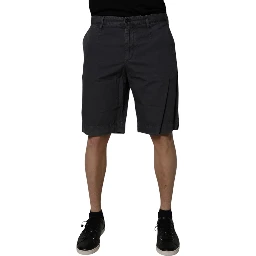 Dark Gray Cotton Mid Waist Men Bermuda Shorts