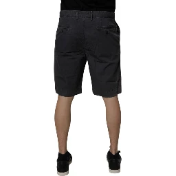 Dark Gray Cotton Mid Waist Men Bermuda Shorts