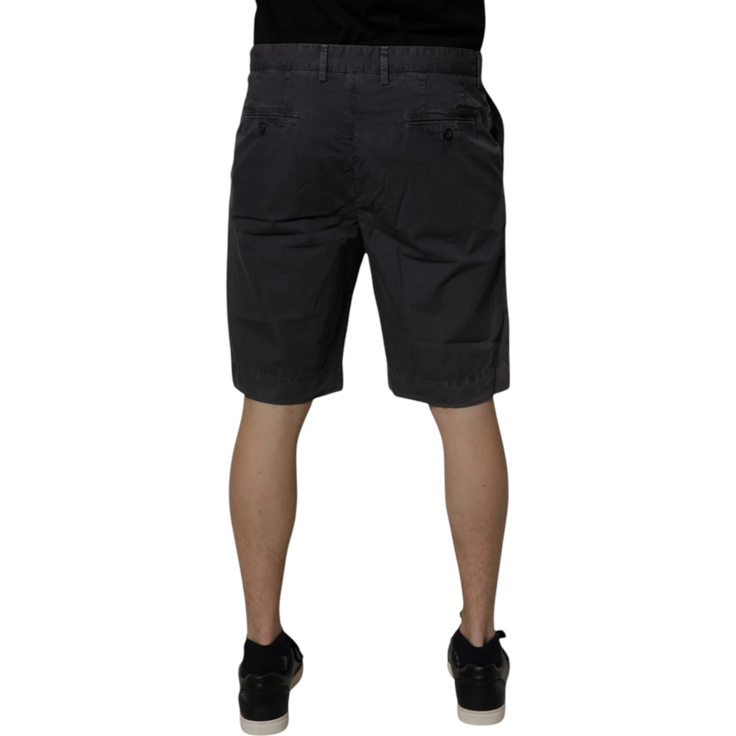 Dark Gray Cotton Mid Waist Men Bermuda Shorts