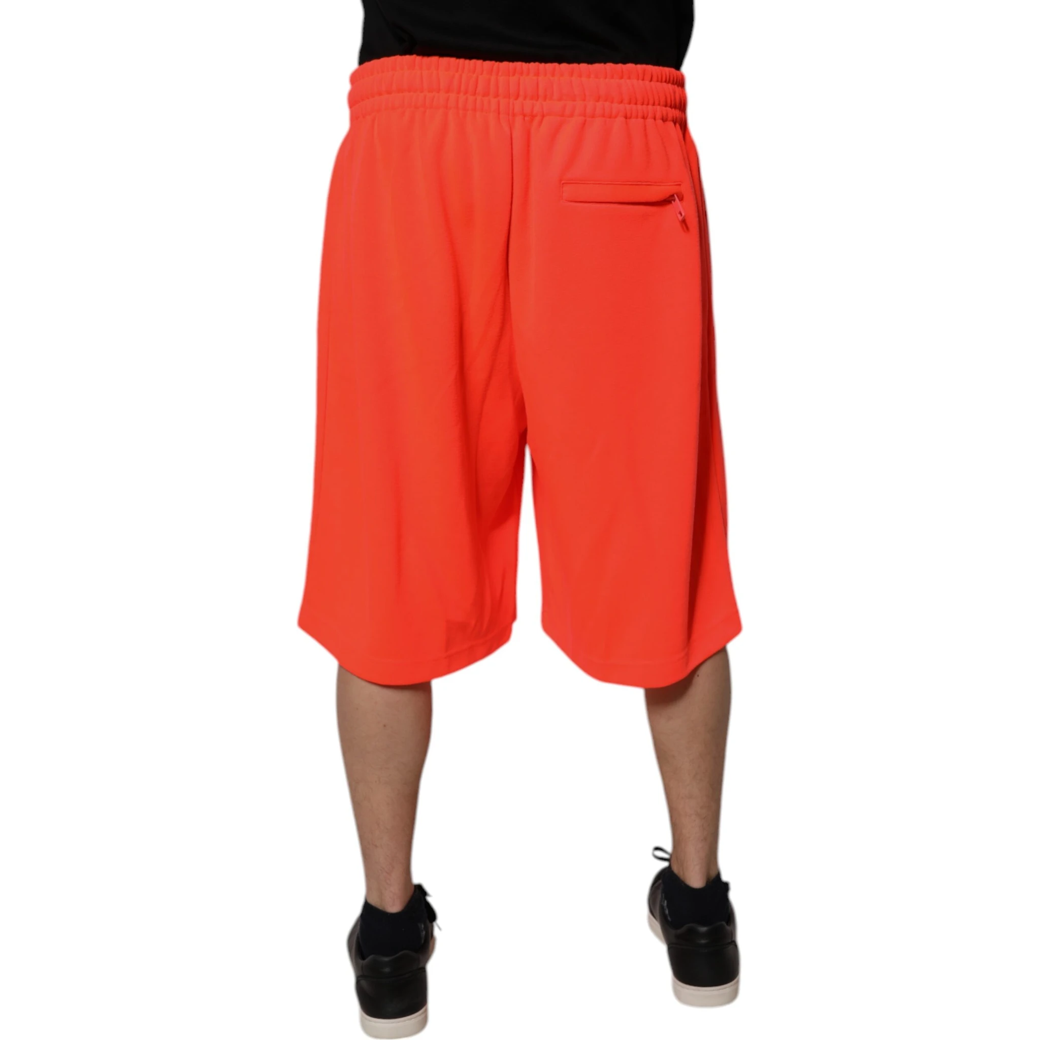 Red Polyester Mid Waist Men Bermuda Shorts