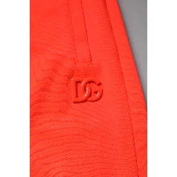 Red Polyester Mid Waist Men Bermuda Shorts