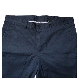 Blue Cotton Mid Waist Men Bermuda Shorts