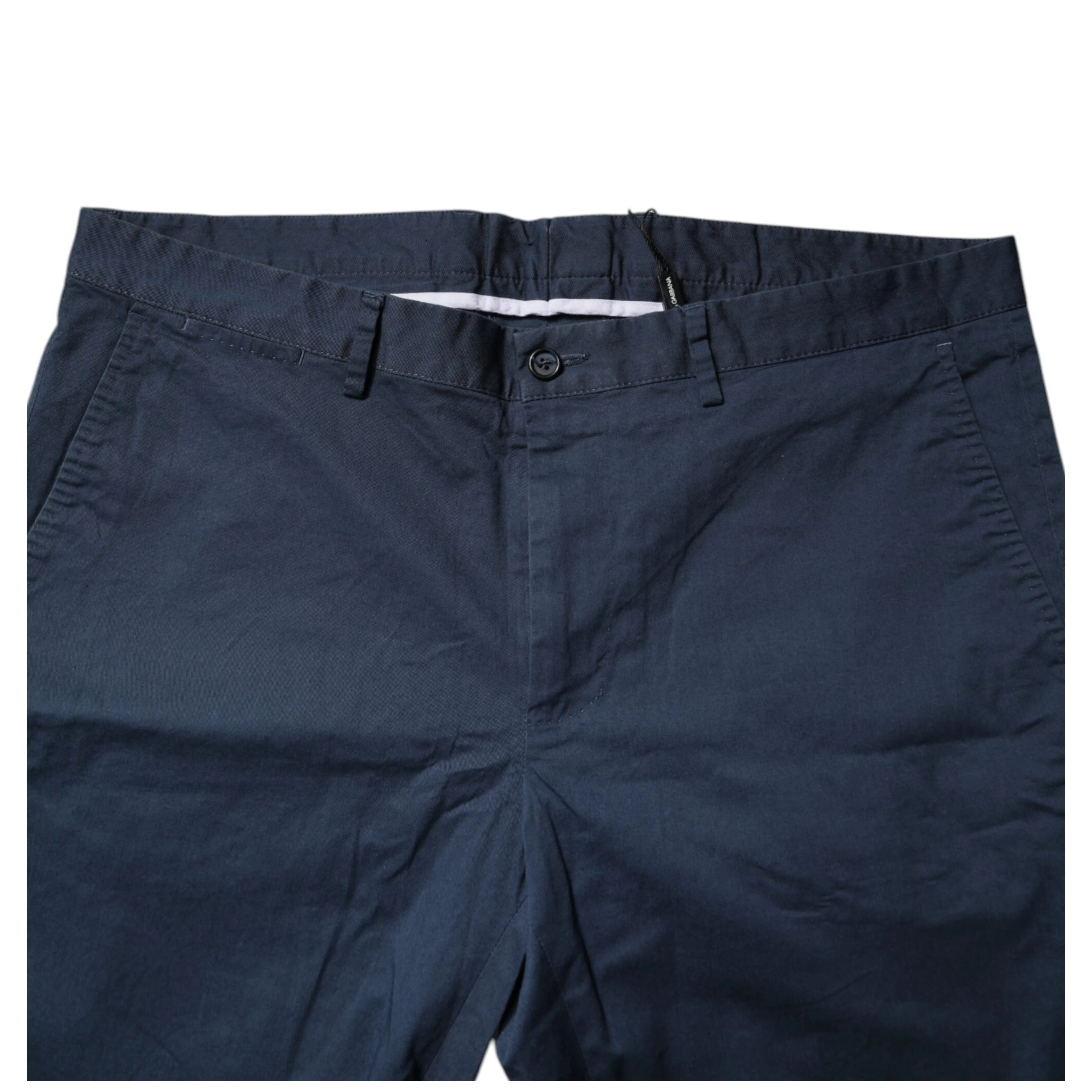 Blue Cotton Mid Waist Men Bermuda Shorts