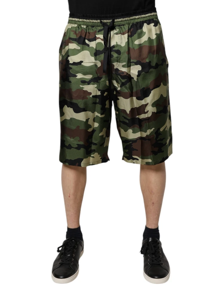 Multicolor Camouflage Silk Mid Waist Bermuda Shorts alternative
