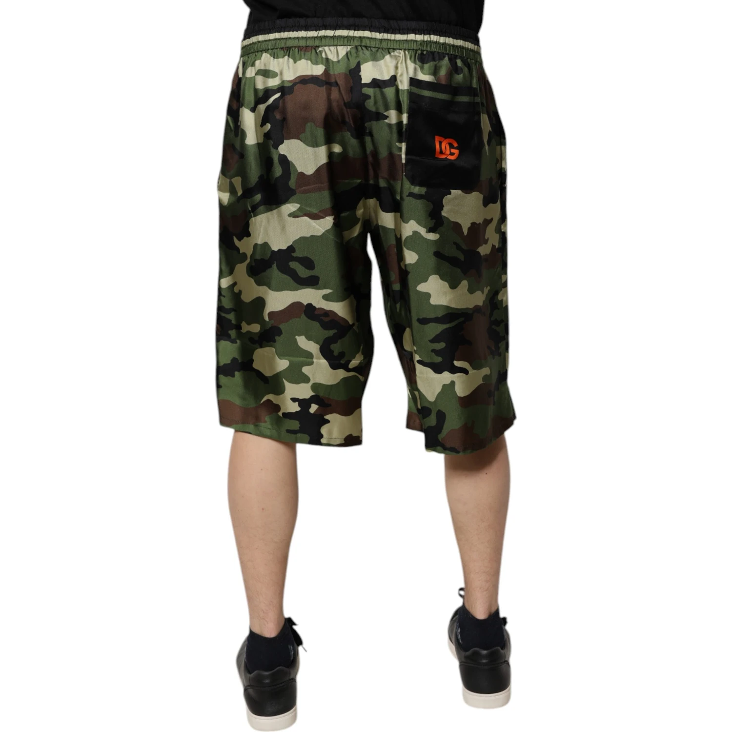 Multicolor Camouflage Silk Mid Waist Bermuda Shorts