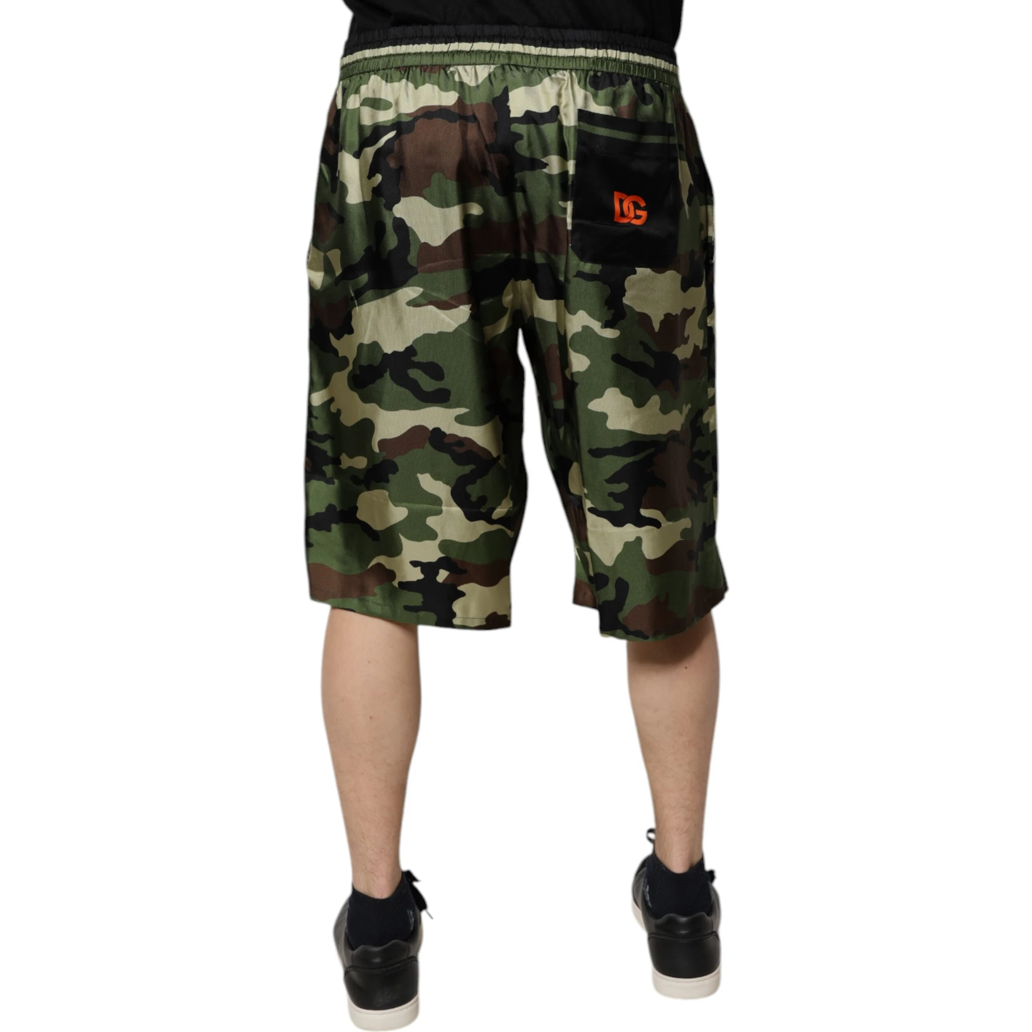 Multicolor Camouflage Silk Mid Waist Bermuda Shorts