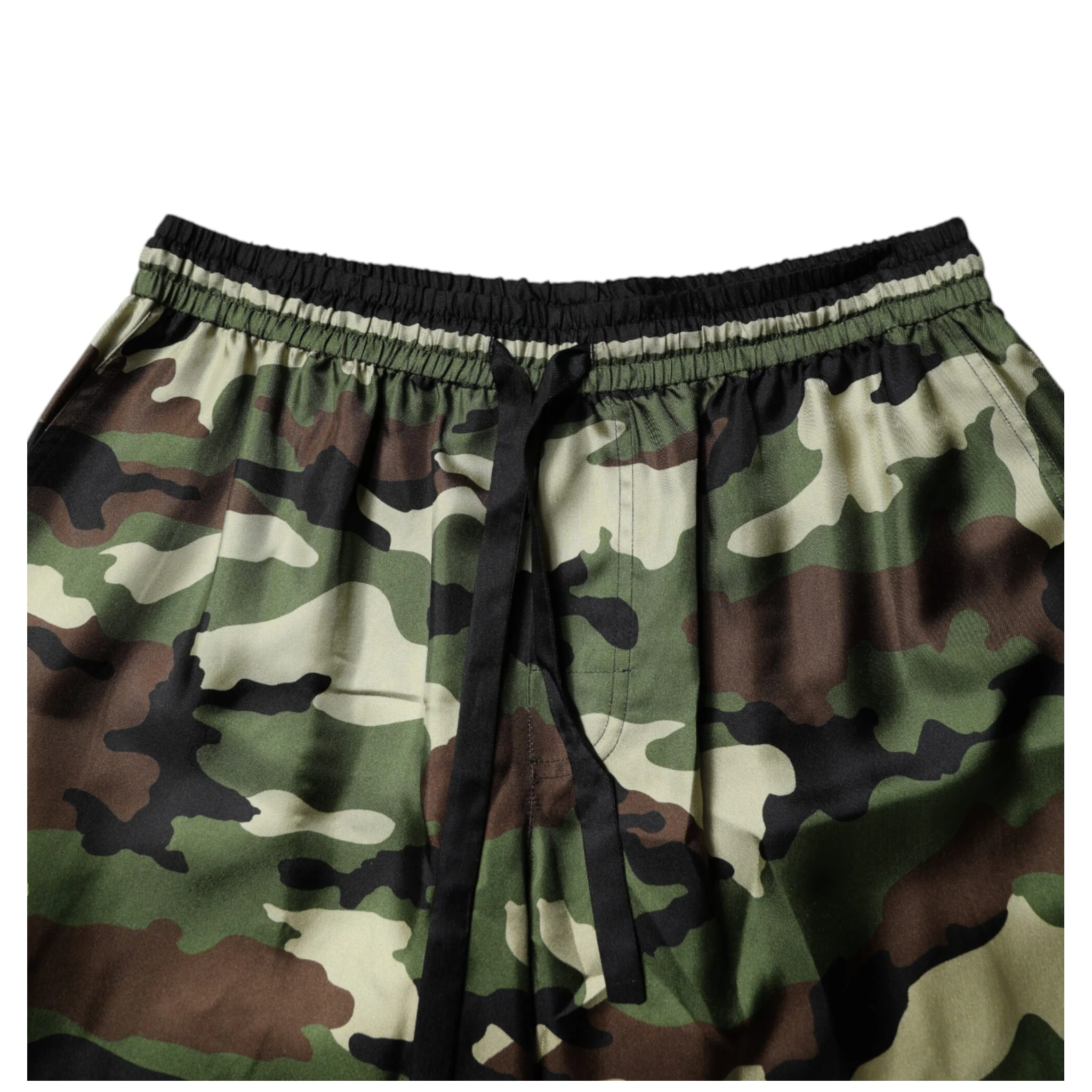 Multicolor Camouflage Silk Mid Waist Bermuda Shorts