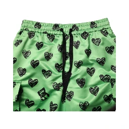 Green Heart Print Cargo Men Bermuda Shorts