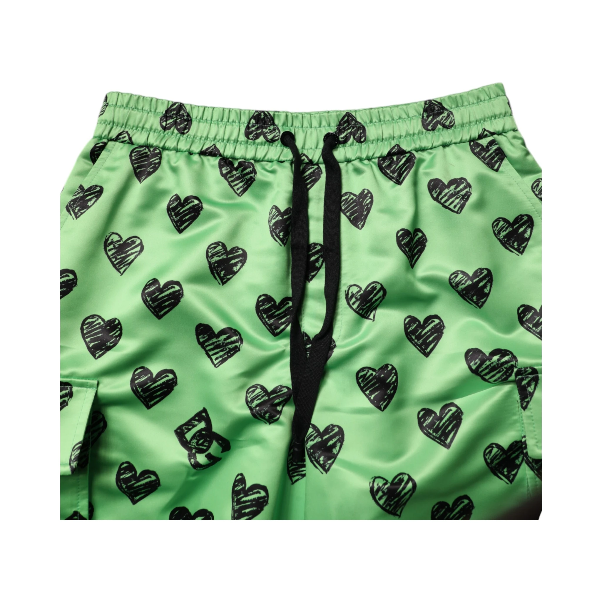 Green Heart Print Cargo Men Bermuda Shorts
