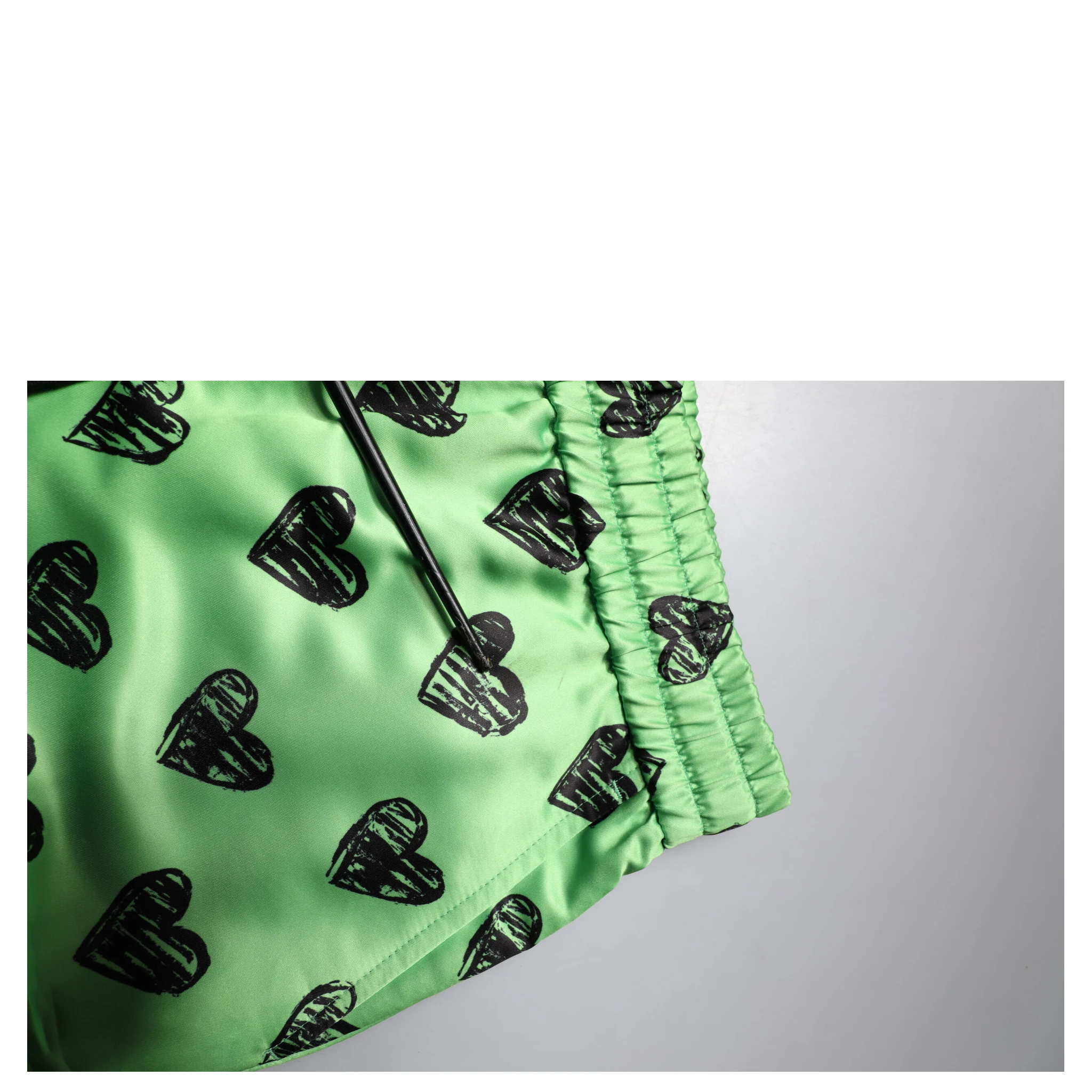 Green Heart Print Cargo Men Bermuda Shorts