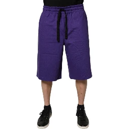 Purple Cotton Men Bermuda Sweatshorts Shorts
