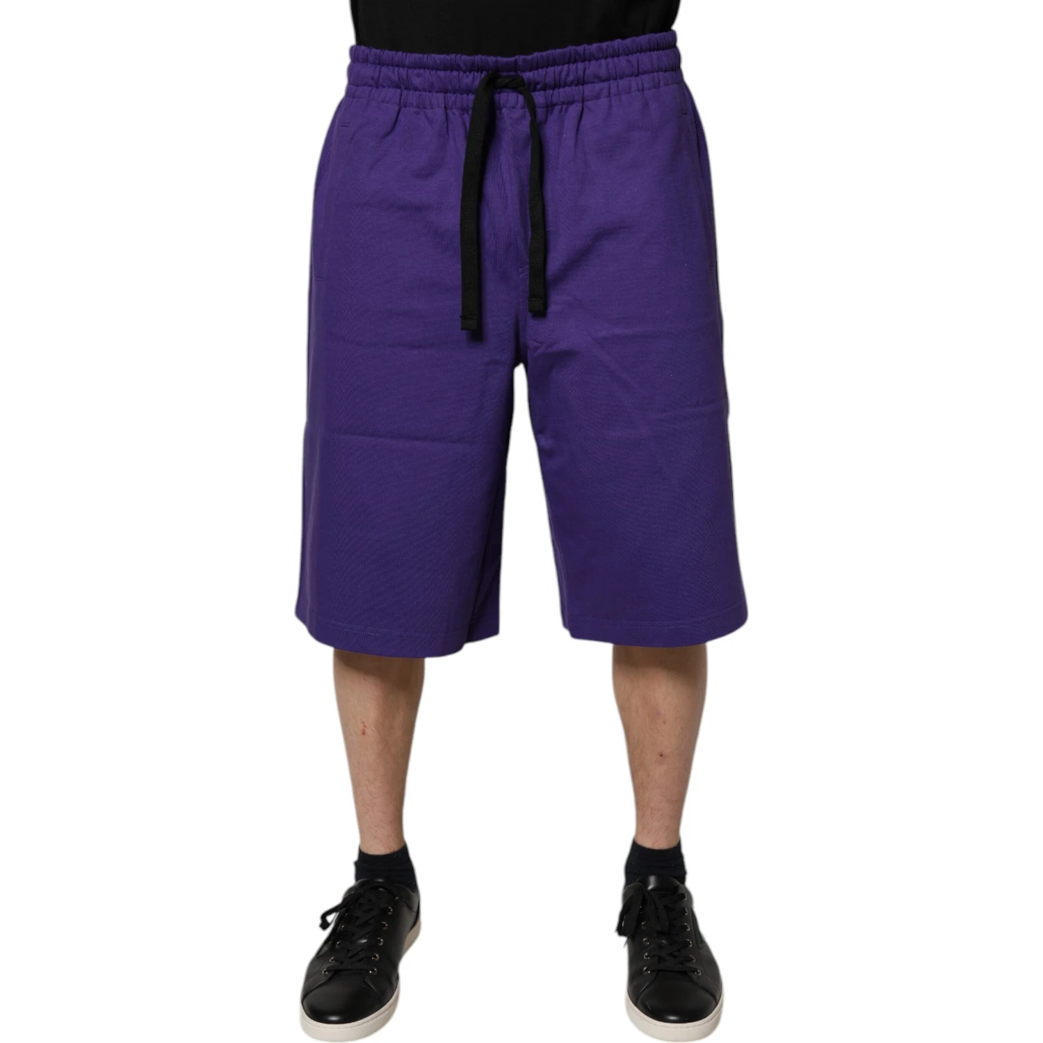 Purple Cotton Men Bermuda Sweatshorts Shorts
