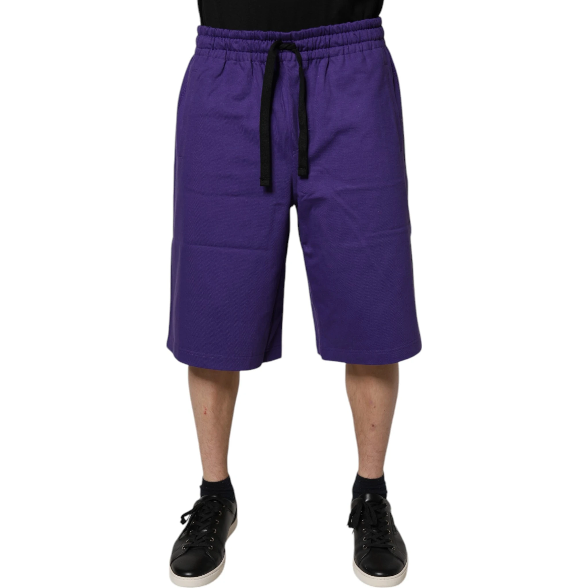Purple Cotton Men Bermuda Sweatshorts Shorts