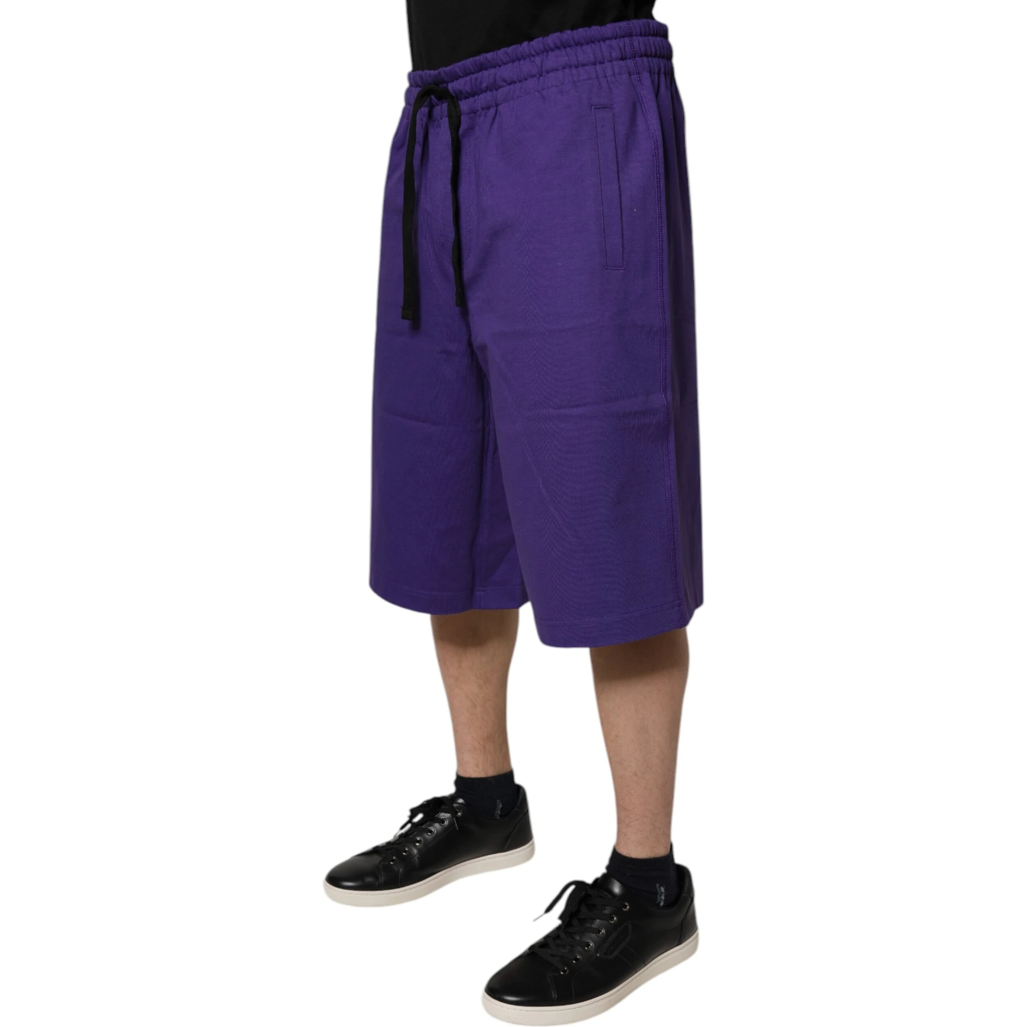 Purple Cotton Men Bermuda Sweatshorts Shorts