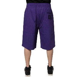 Purple Cotton Men Bermuda Sweatshorts Shorts