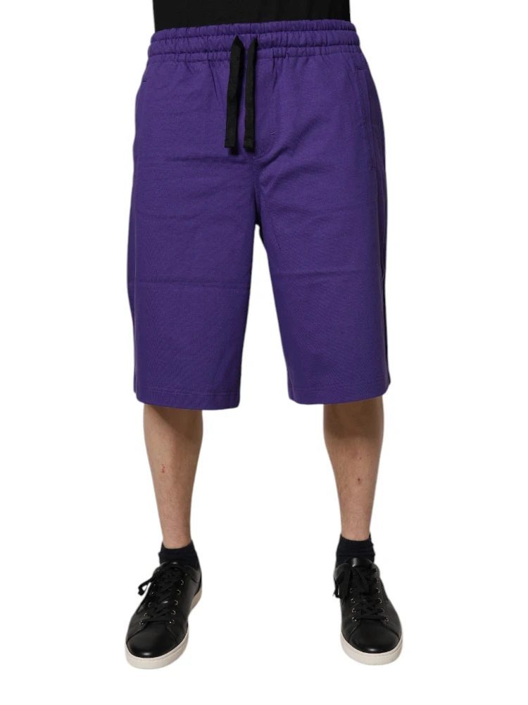 Purple Cotton Men Bermuda Sweatshorts Shorts