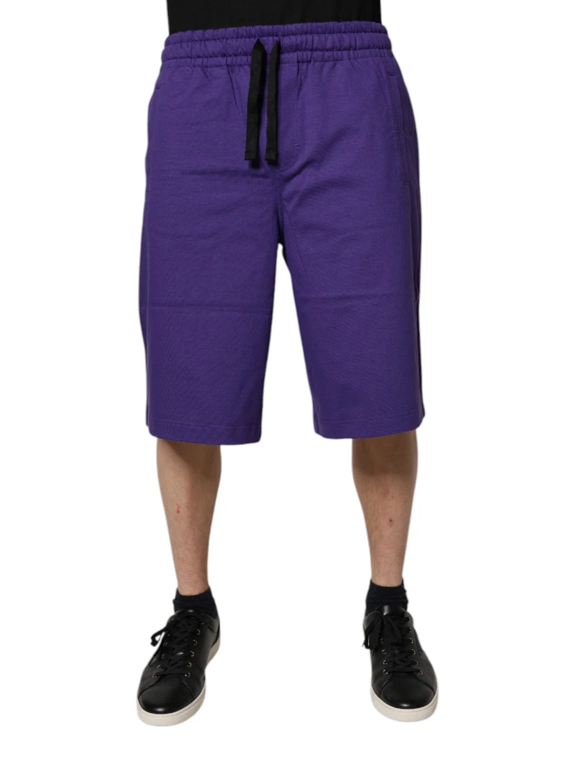 Purple Cotton Men Bermuda Sweatshorts Shorts